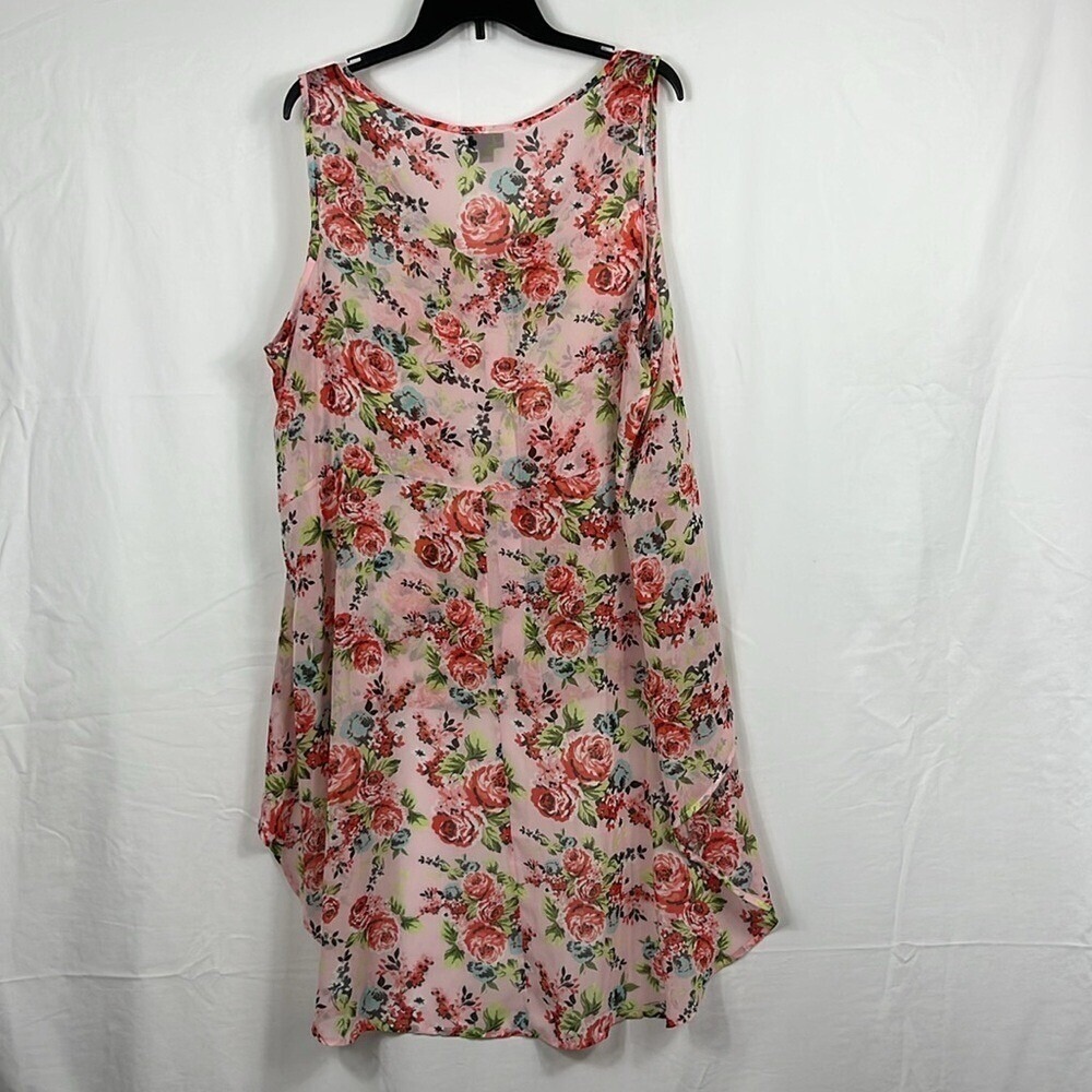 Torrid Sheer High Low Sleeveless Blouse Womens Size 1 (14/16/ 1X) Floral Pink - Picture 2 of 7